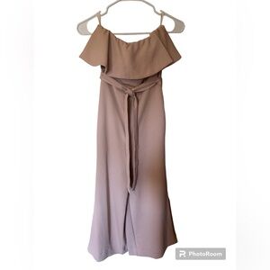 ARITZIA Babaton Blush Pink Strapless Neck Ruffle Detail Flutter Jumpsuit Size 00